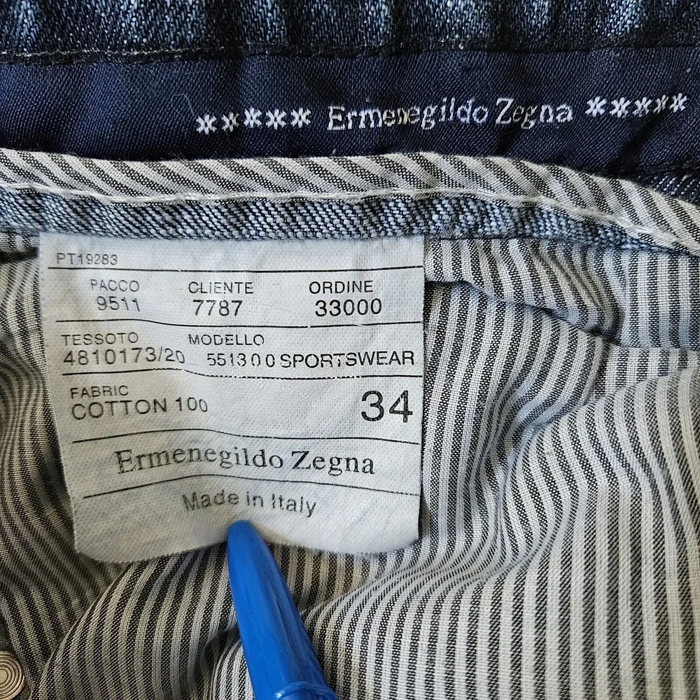 Ermenegildo Zegna Jeans Men 34x26 Blue Straight Leg Italy Grunge Preppy Designer